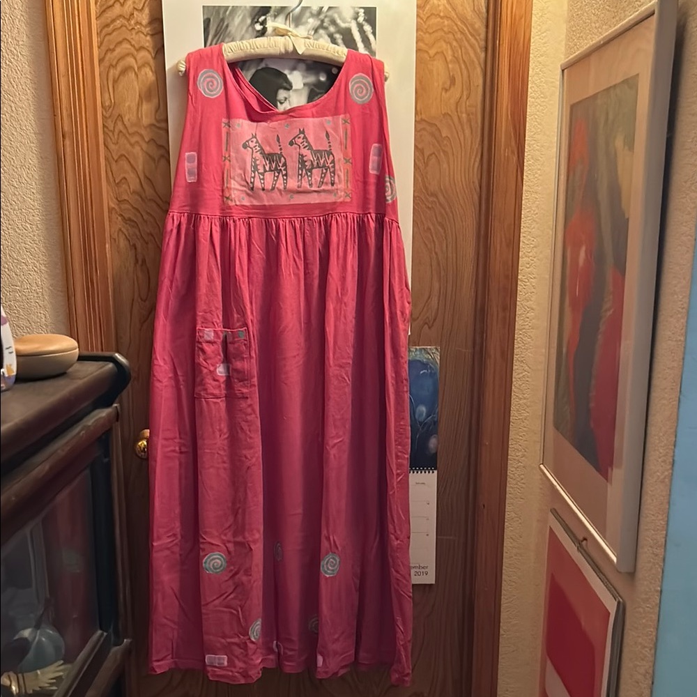 Original Tag 🏷️~Zebra 🦓 Printed Pink Dress w/Circle & square designs